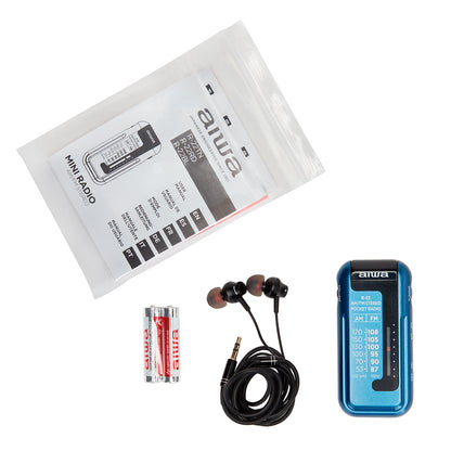 Rádio de Bolso Aiwa R22BL | AM/FM, Auscultadores, Pilhas AAA