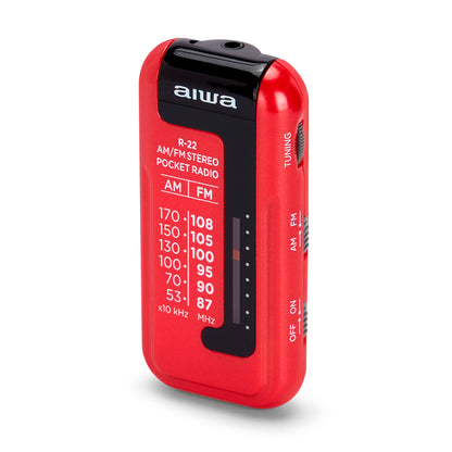 Rádio de Bolso Aiwa R22RD | AM/FM, Saída 3.5mm, Pilhas AAA