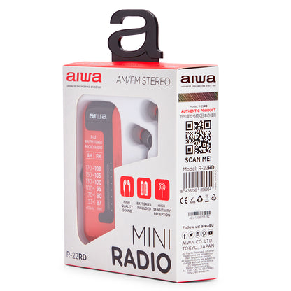 Rádio de Bolso Aiwa R22RD | AM/FM, Saída 3.5mm, Pilhas AAA