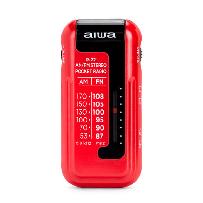 Rádio de Bolso Aiwa R22RD | AM/FM, Saída 3.5mm, Pilhas AAA