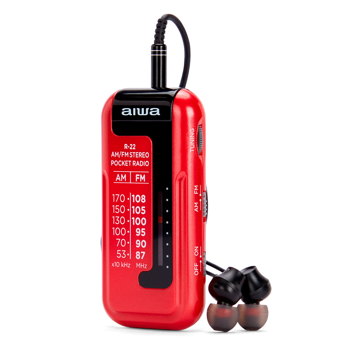 Rádio de Bolso Aiwa R22RD | AM/FM, Saída 3.5mm, Pilhas AAA