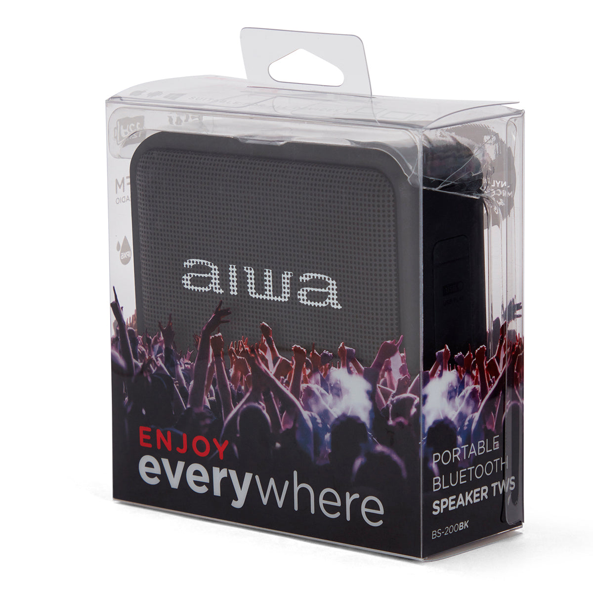 Coluna Bluetooth AIWA BS200BK | 6W RMS, IPX6, 12h Autonomia