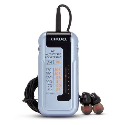 Rádio de Bolso Aiwa R22SL | AM/FM, Auscultadores, Pilhas AAA