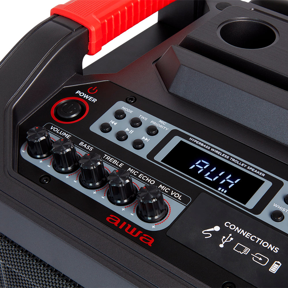 Coluna Trolley AIWA KBTUS608 | 80W RMS, Bluetooth 5.0, Karaoke