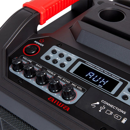Coluna Trolley AIWA KBTUS608 | 80W RMS, Bluetooth 5.0, Karaoke