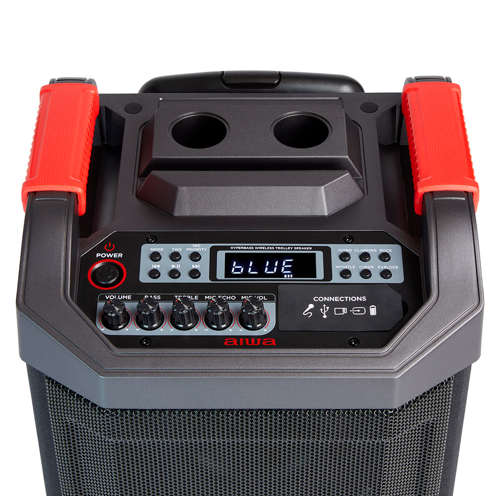 Coluna Trolley AIWA KBTUS608 | 80W RMS, Bluetooth 5.0, Karaoke