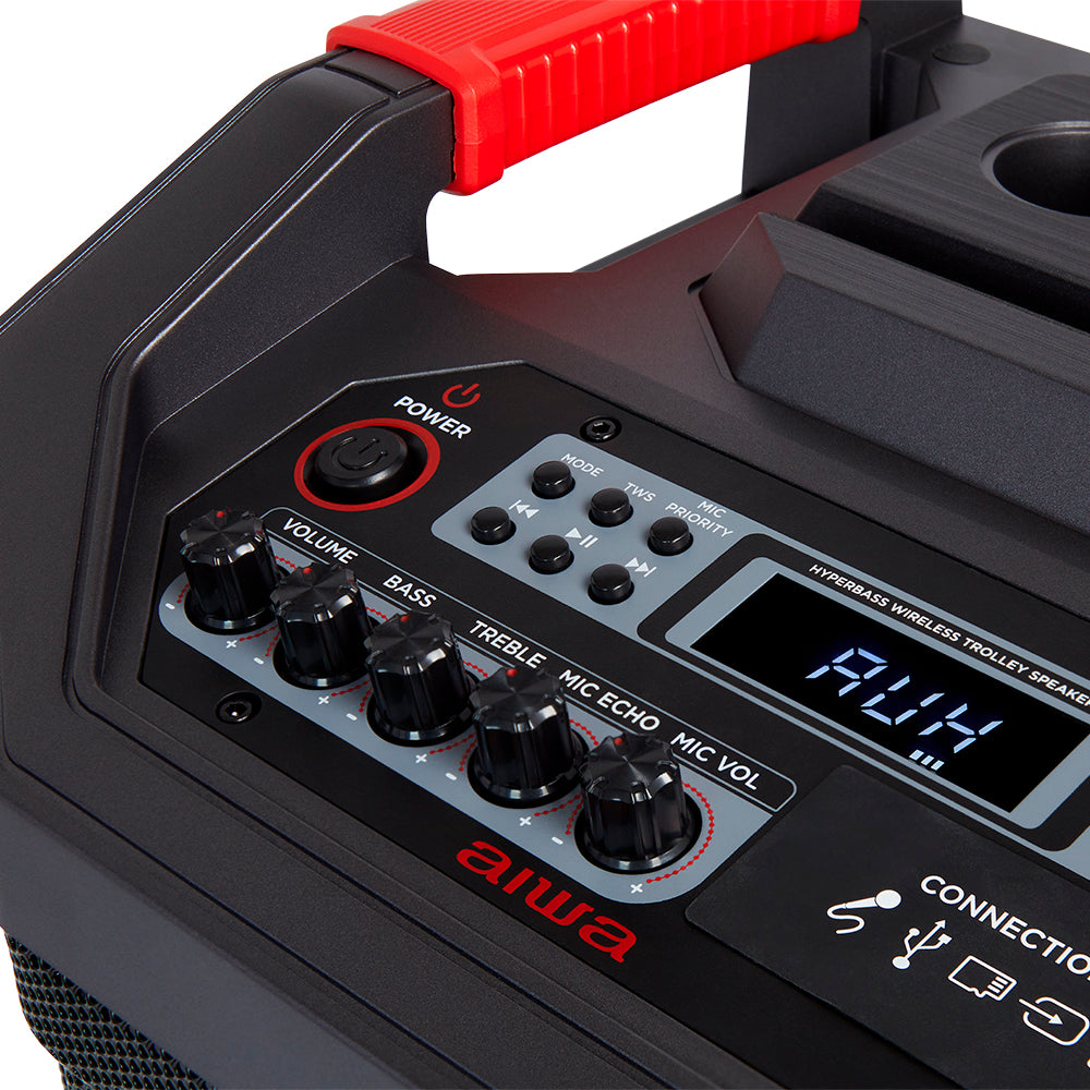 Coluna Trolley AIWA KBTUS710 | 90W RMS, Bluetooth 5.0, Karaoke