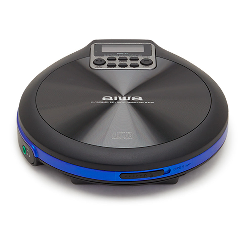 Leitor CD Portátil Aiwa PCD810BL | Anti-choque 120s, 20 Memórias, USB
