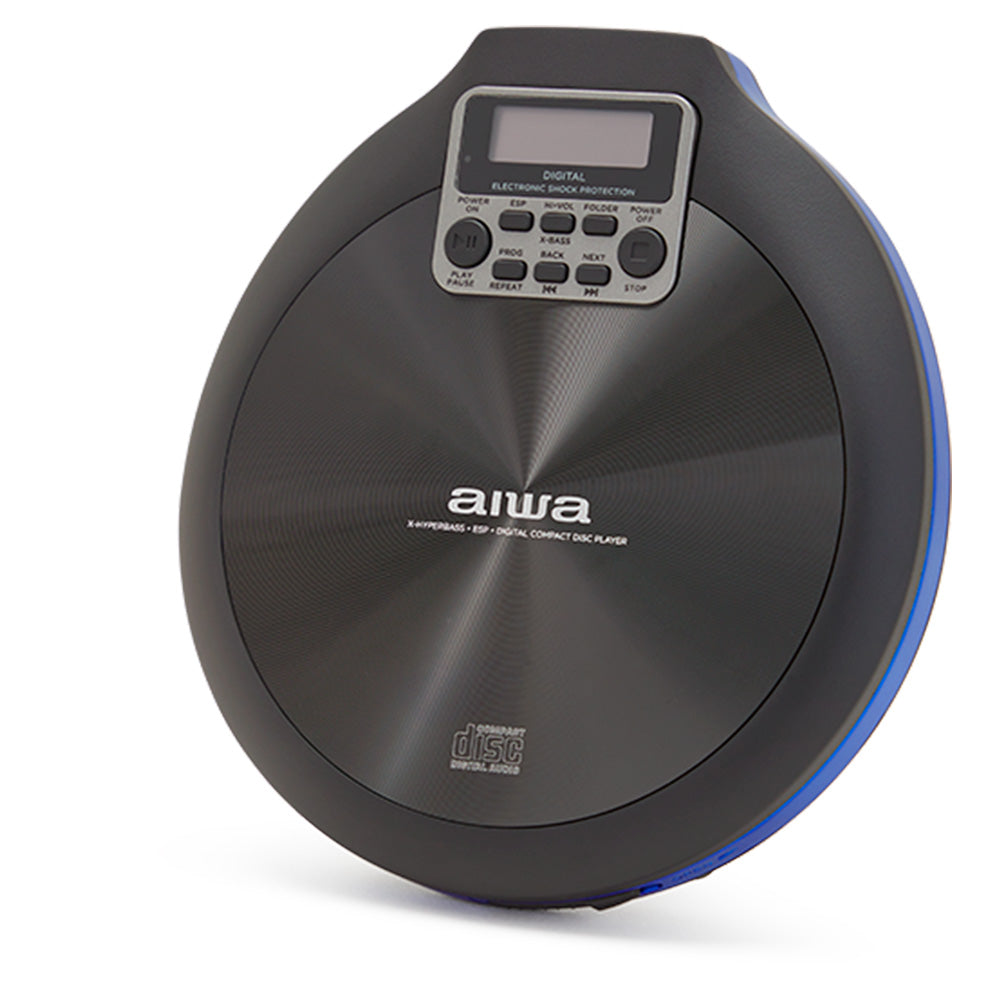 Leitor CD Portátil Aiwa PCD810BL | Anti-choque 120s, 20 Memórias, USB