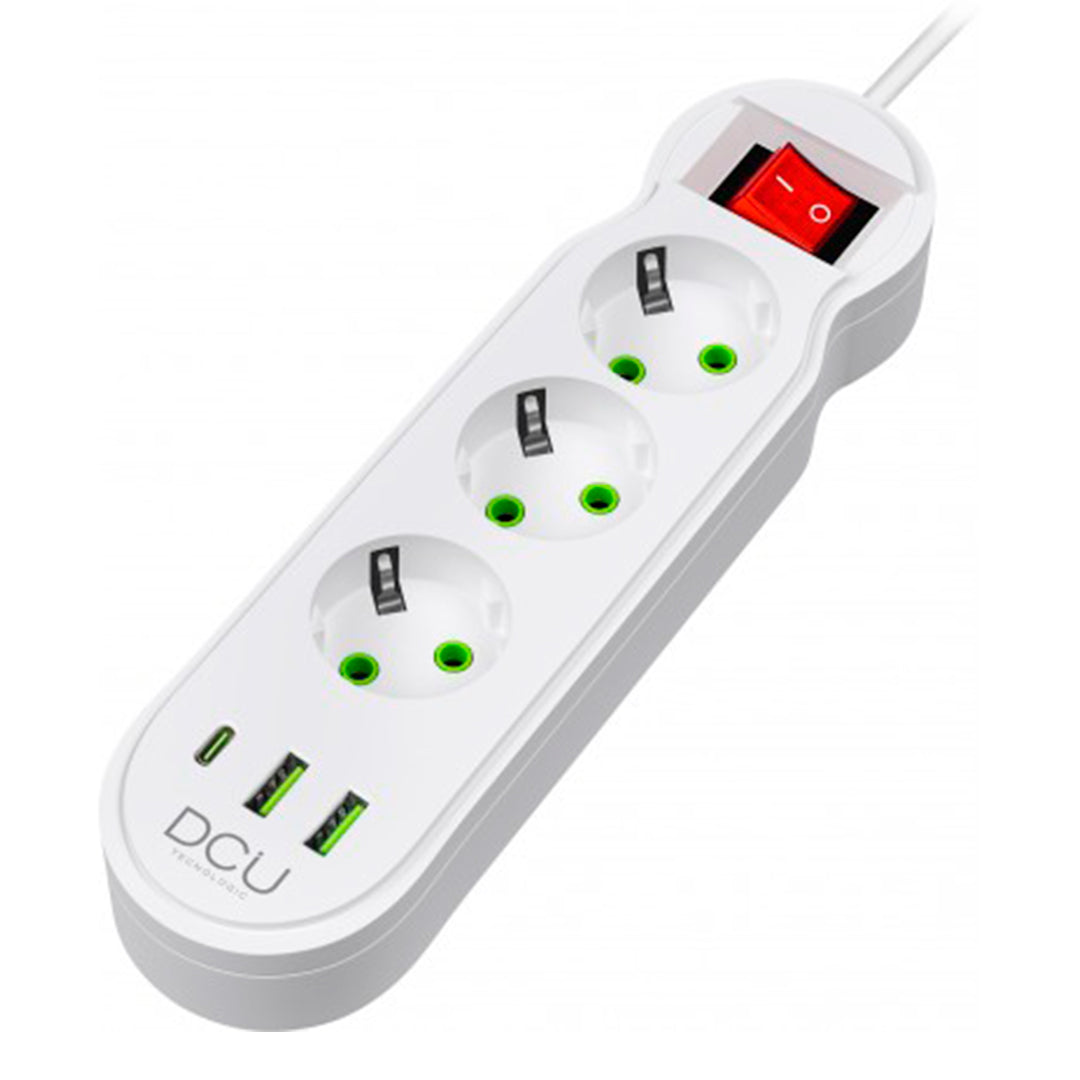 Extensão Elétrica DCU PS320 | 2m, 3 tomadas, 3 USB