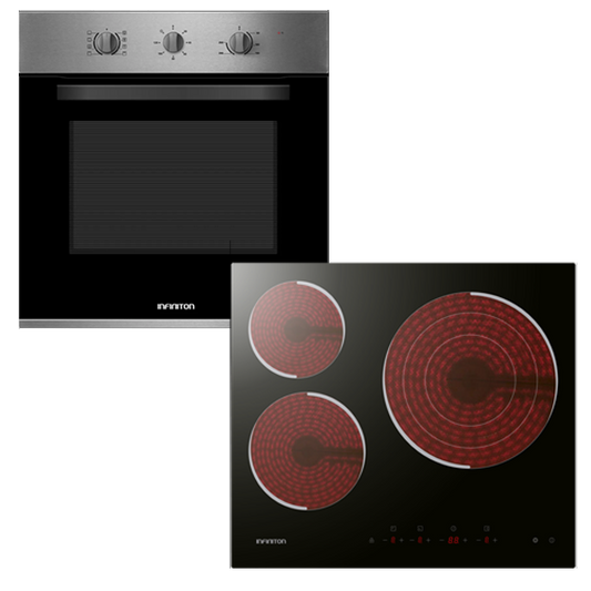 Conjunto Forno e Placa Infiniton | 65L, 8 Funções, 3 Zonas