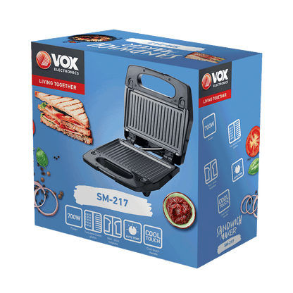 Sandwicheira Vox SM217 | 700W, placas removíveis, aquecimento rápido