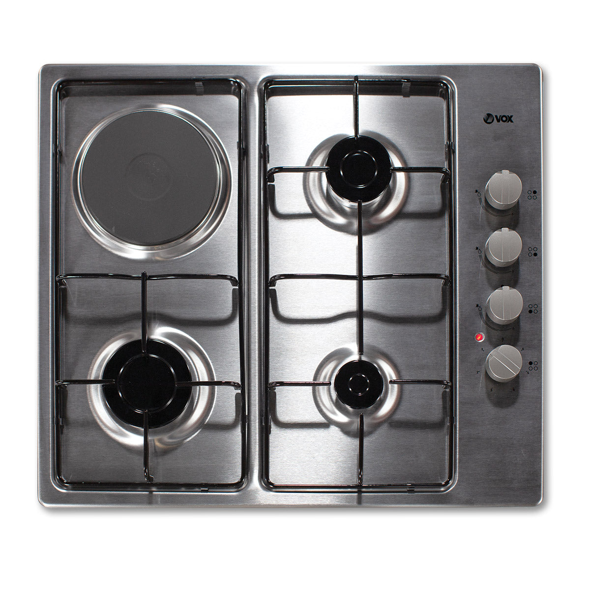 Placa Combinada Vox EBG310GIX | Gás/Elétrica, 3 zonas, Inox