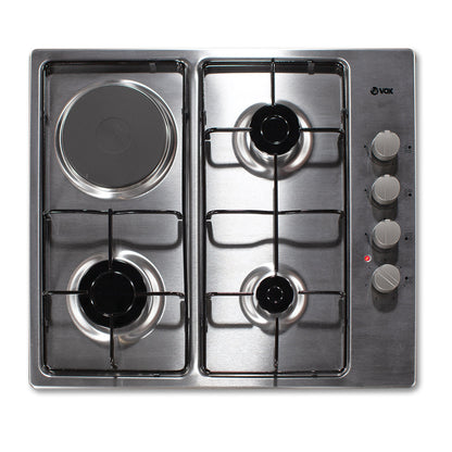 Placa Combinada Vox EBG310GIX | Gás/Elétrica, 3 zonas, Inox