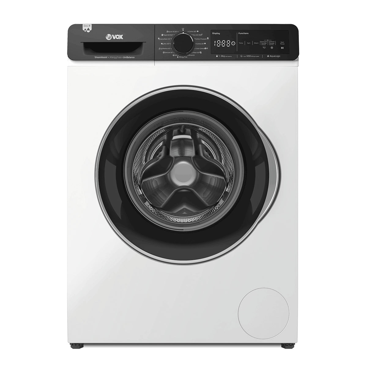 Máquina de Lavar Roupa Vox WM1288SAT2T15D | 8kg, 1200 RPM, Classe D