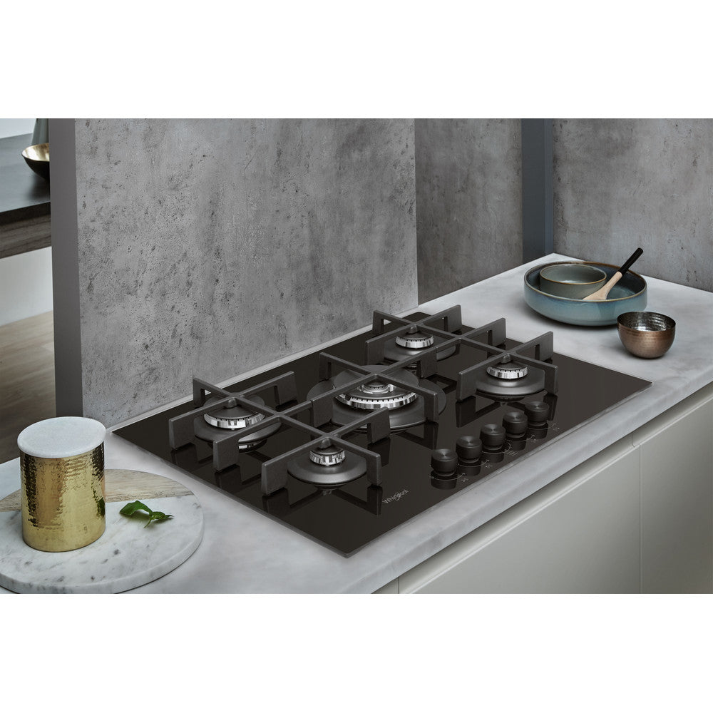 Placa a Gás Whirlpool GOWL728/NB | 5 zonas, 11300W, 73x51cm, Preto