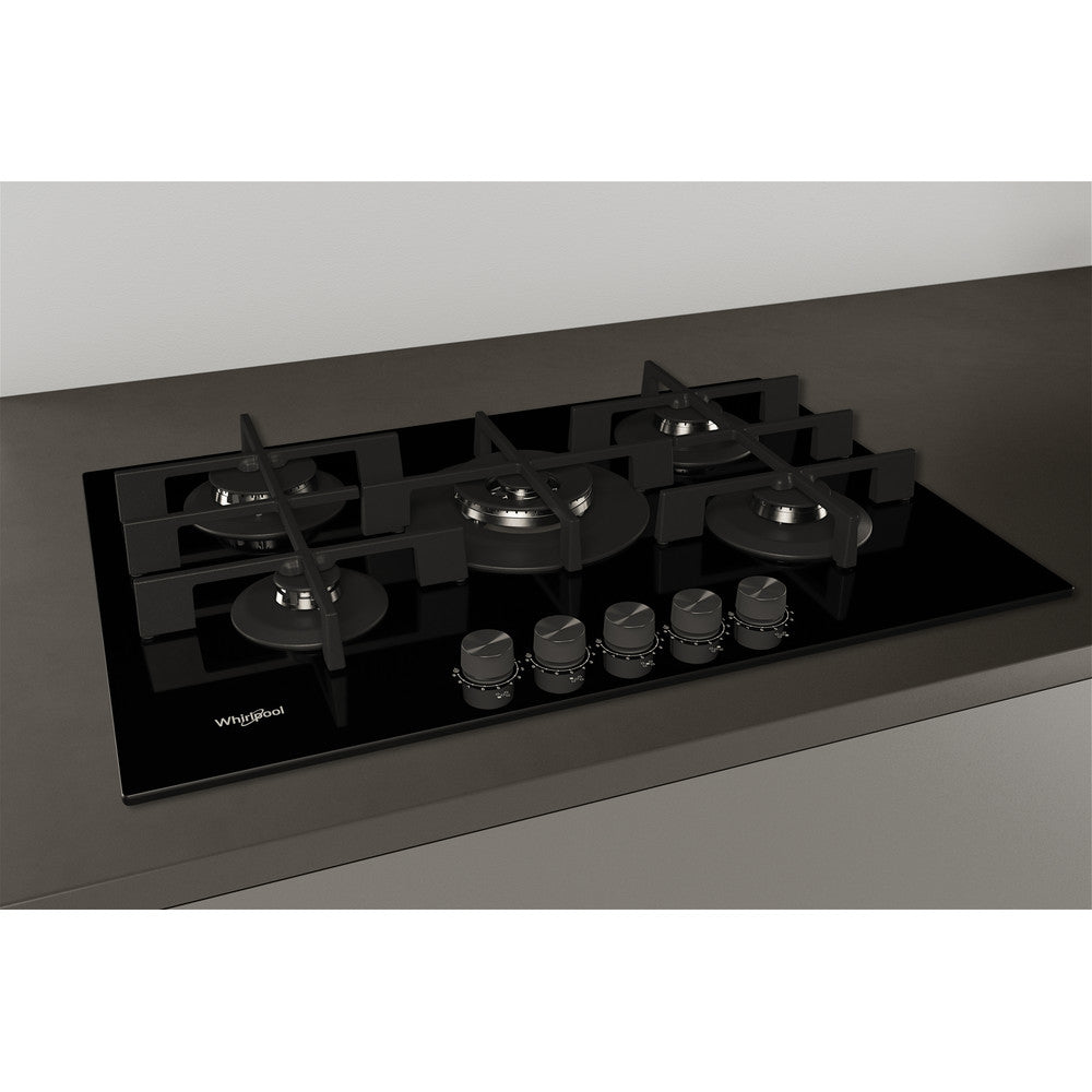 Placa a Gás Whirlpool GOWL728/NB | 5 zonas, 11300W, 73x51cm, Preto