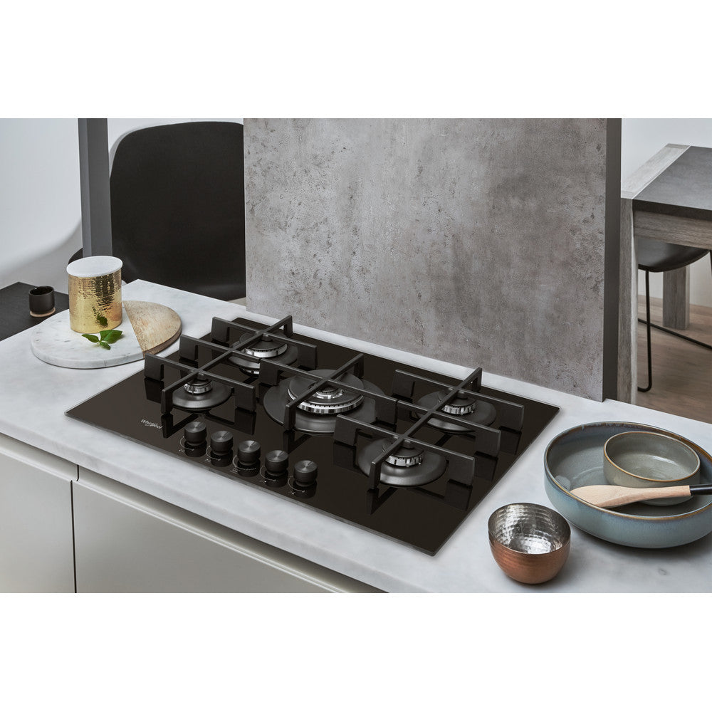 Placa a Gás Whirlpool GOWL728/NB | 5 zonas, 11300W, 73x51cm, Preto