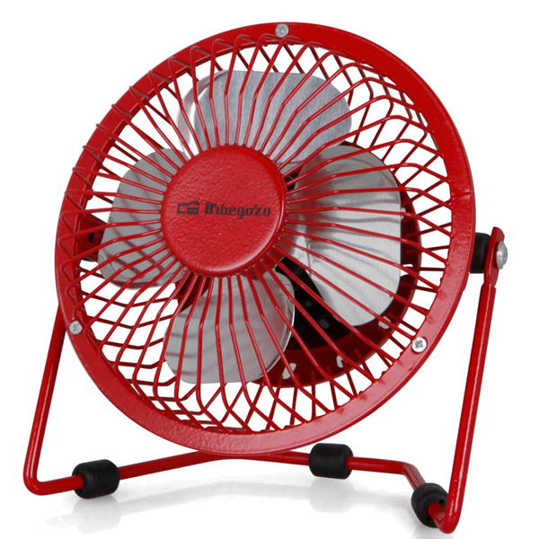 Mini Ventoinha USB ORBEGOZO PW 1027 | 10cm, 2.5W, Metálicas, Vermelho
