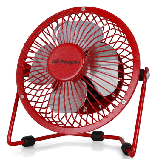 Mini Ventoinha USB ORBEGOZO PW 1027 | 10cm, 2.5W, Metálicas, Vermelho