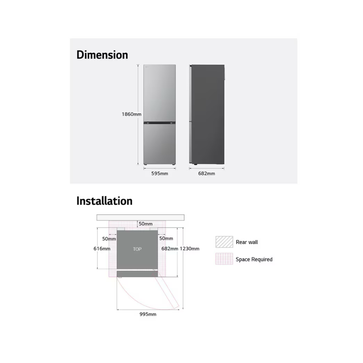 Frigorífico Combinado LG GBV3100CPY | 344L, No Frost, Classe C