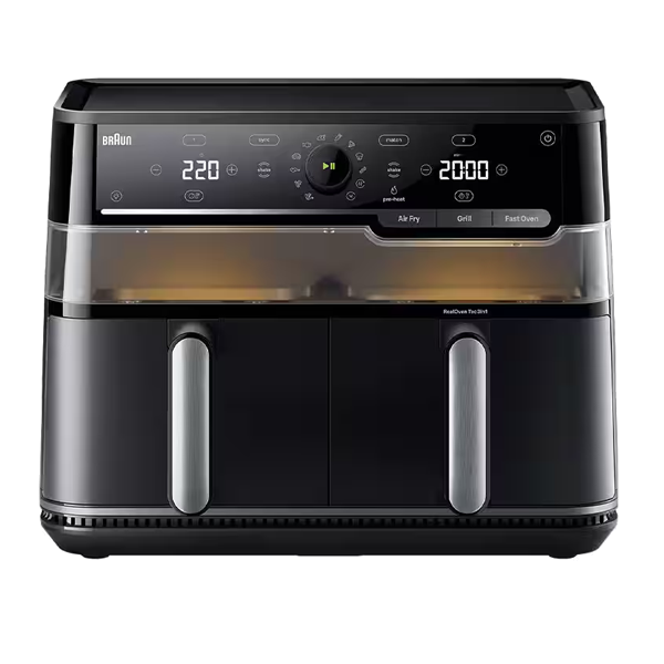 Fritadeira Air Fryer 3 em 1 BRAUN HF5073IBK | 6L, 2000W, 20 Programas