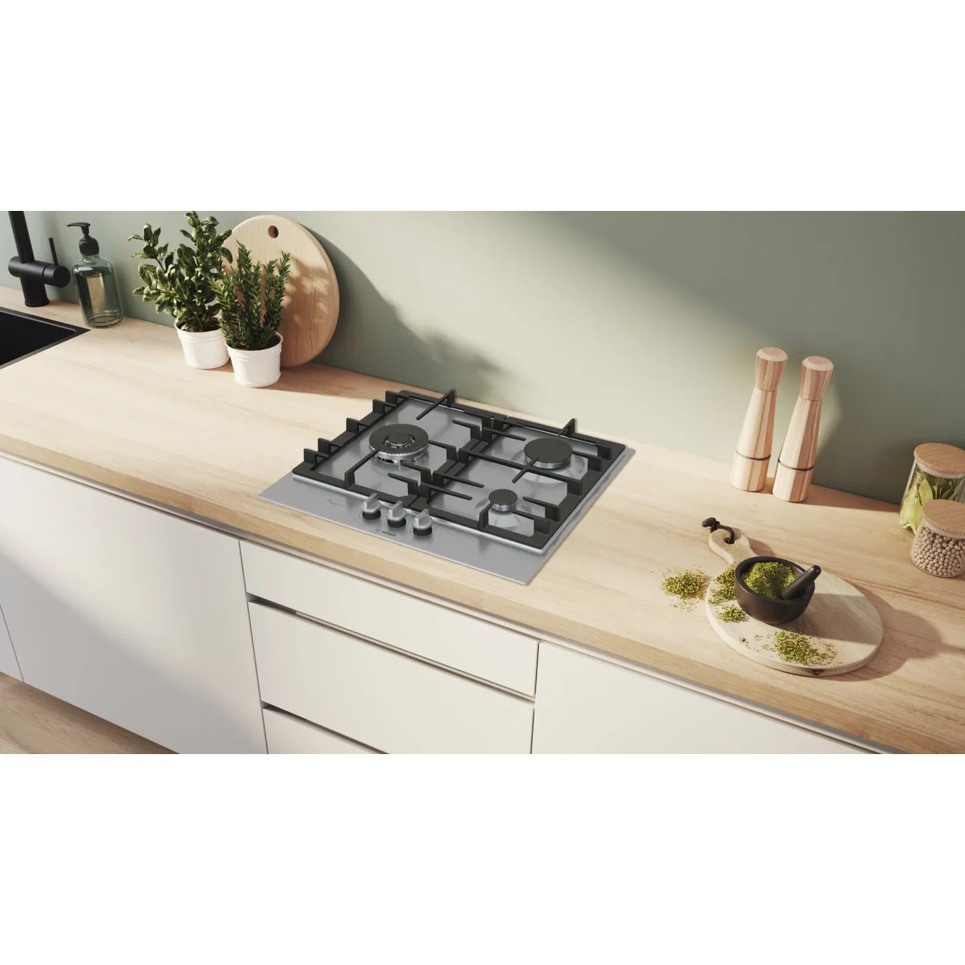 Placa a Gás Bosch PCC6A5I90 | 60 cm, Inox, 3 Queimadores, FlameSelect