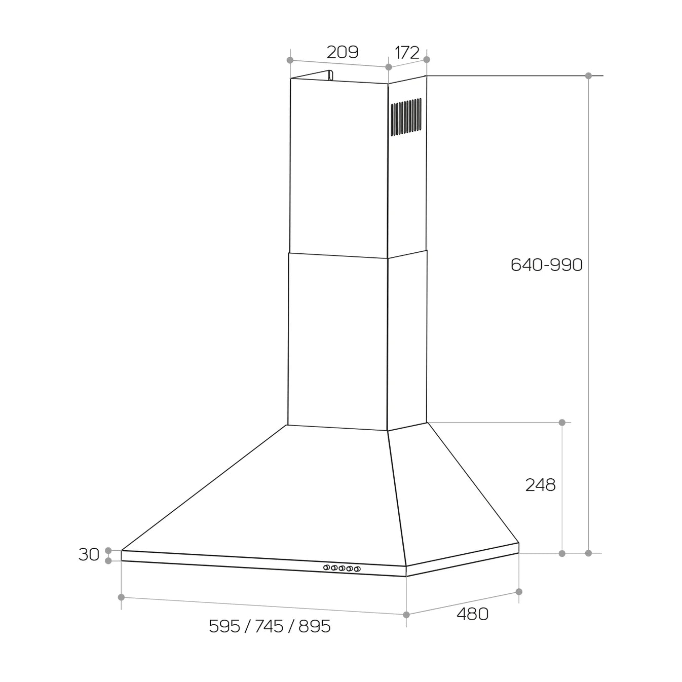 Exaustor Taurus PR60IXAL | 650 m³/h, 60cm, LED