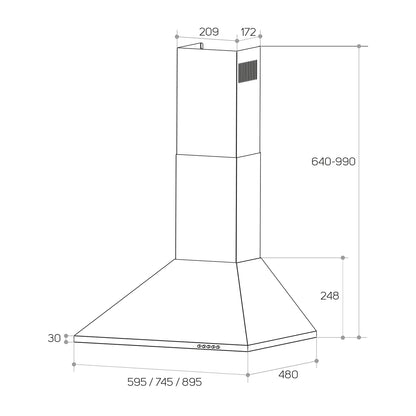 Exaustor Taurus PR60IXAL | 650 m³/h, 60cm, LED