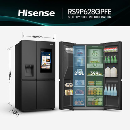 Frigorífico Americano Hisense RS9P628GPFE | 614L, Classe E, Preto
