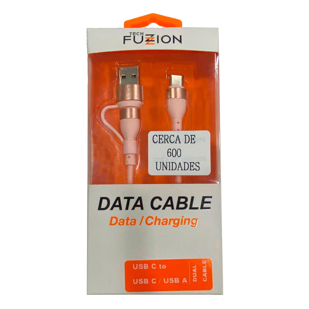 Cabo USB-C Tech Fuzzion Rosa | Carregamento e Dados