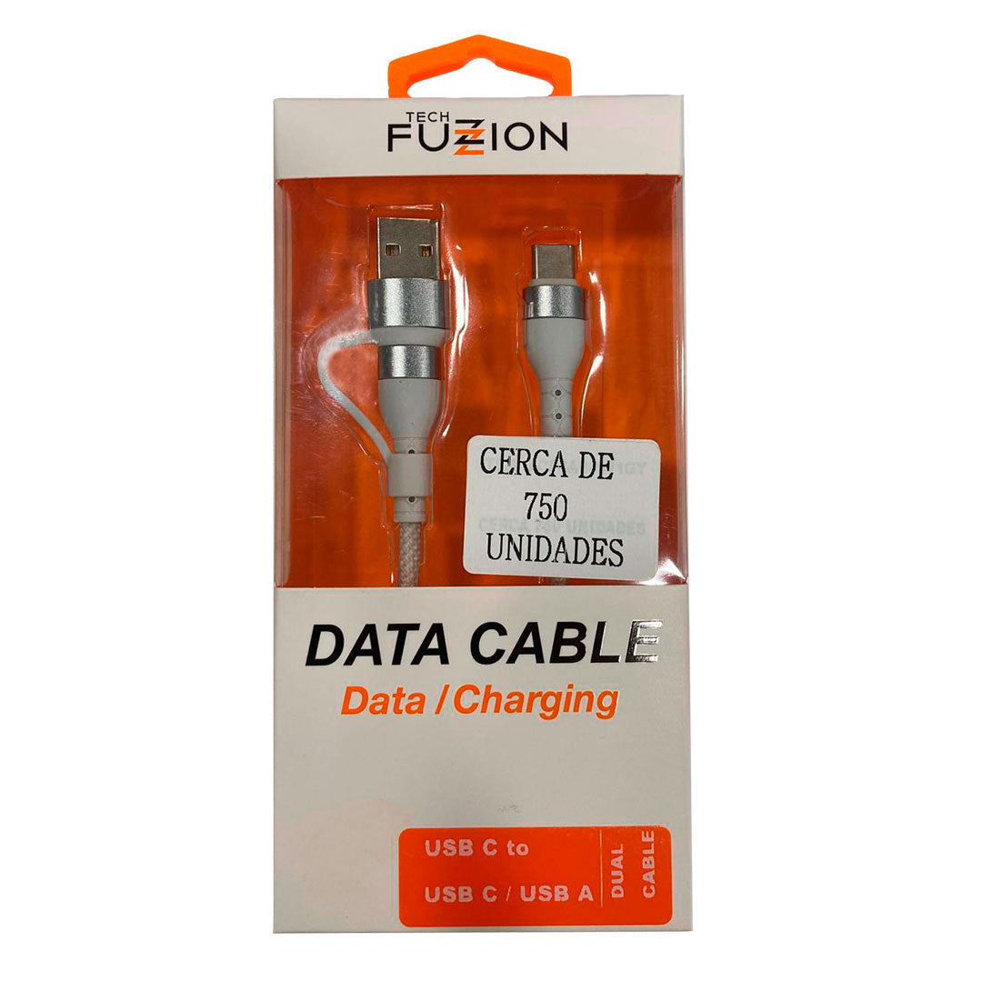 Cabo USB-A para USB-C Tech Fuzzion Cinza