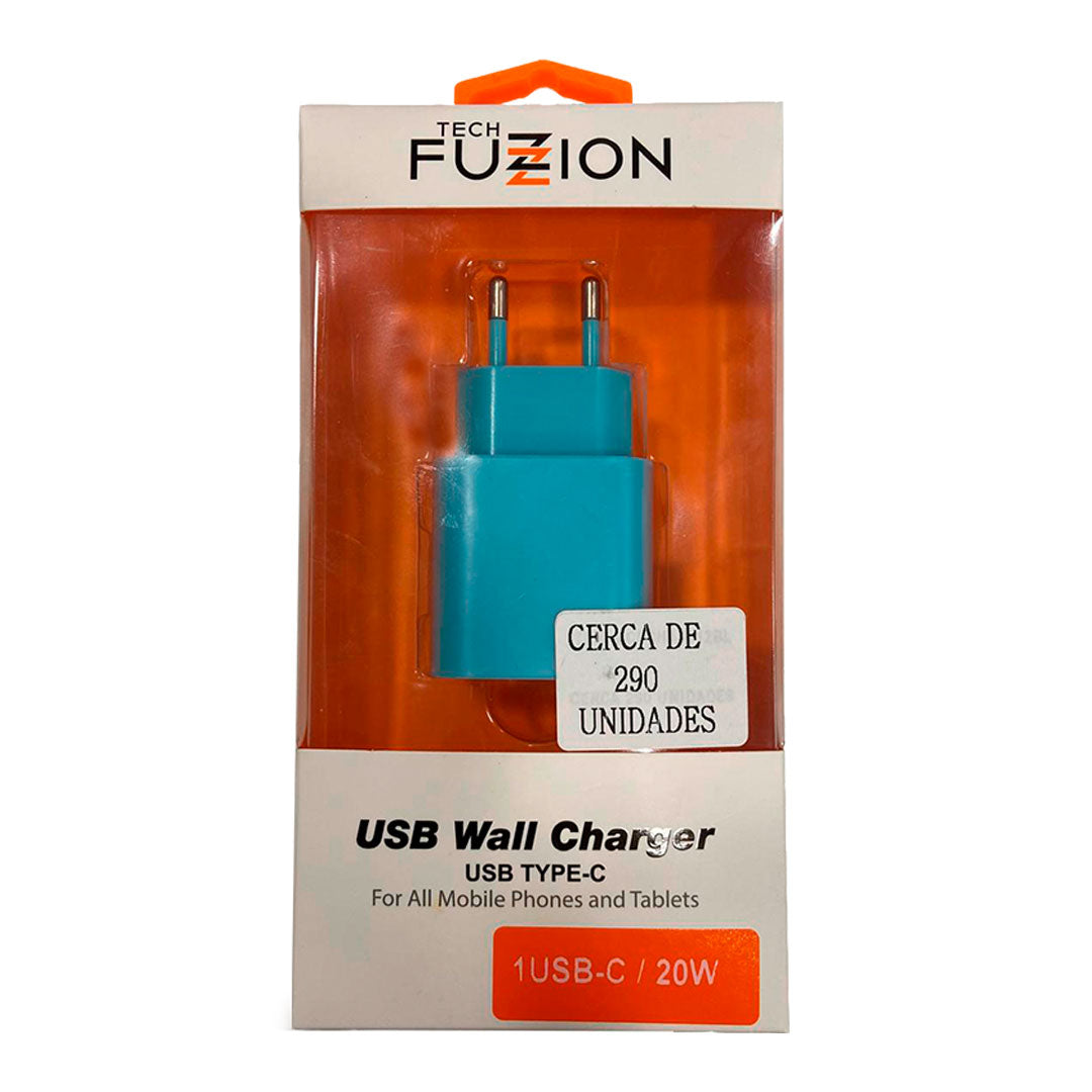 Carregador Parede Tech Fuzzion USB-C 20W | Azul, Carga Rápida