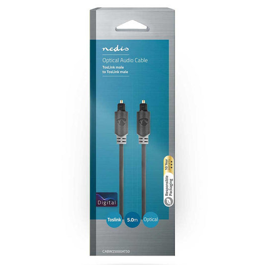 Cabo de Áudio Nedis CABW25000AT50 | Toslink, 5m, Fibra Óptica, PVC