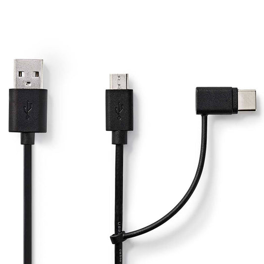 Cabo Nedis CCGP60610BK10 | USB-A para Micro-USB/USB-C, 1m, Preto