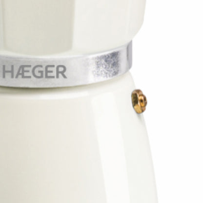 Cafeteira Haeger Moka Pot 6 Bege | Alumínio, 6 chávenas, Base com válvula de segurança