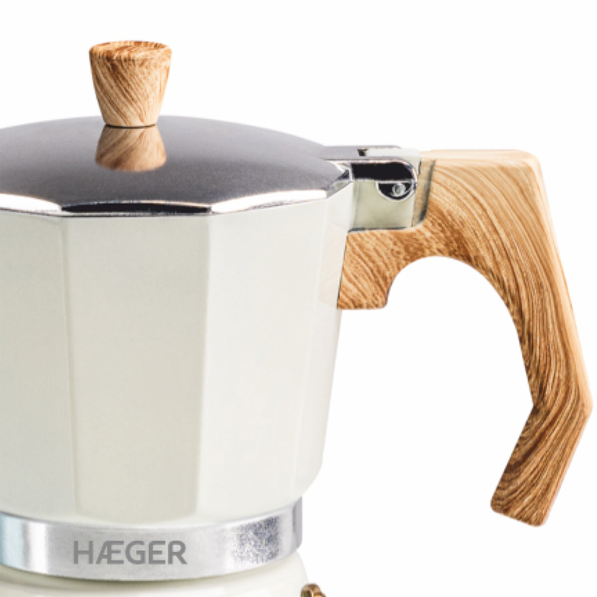 Cafeteira Haeger Moka Pot 6 Bege | Alumínio, 6 chávenas, Base com válvula de segurança