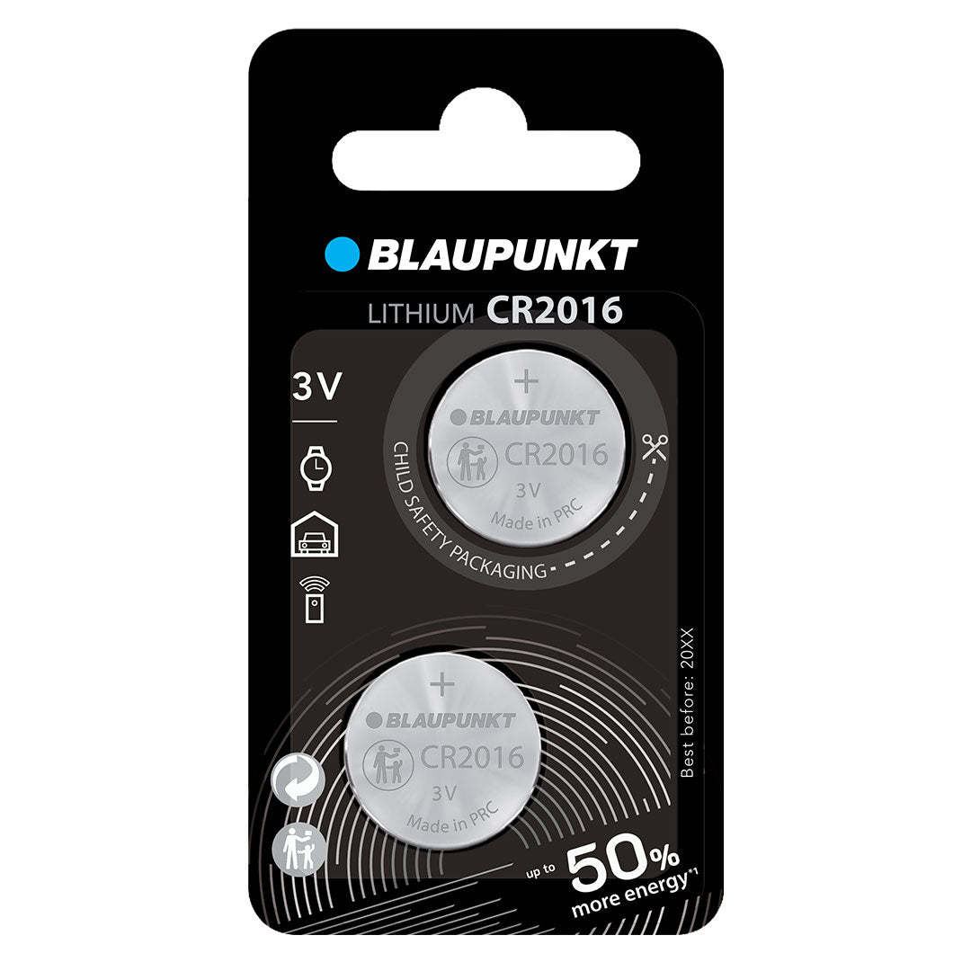Pilha de Lítio Tipo Moeda Blaupunkt CR2016 | 3V, Pack 2, 10 Anos
