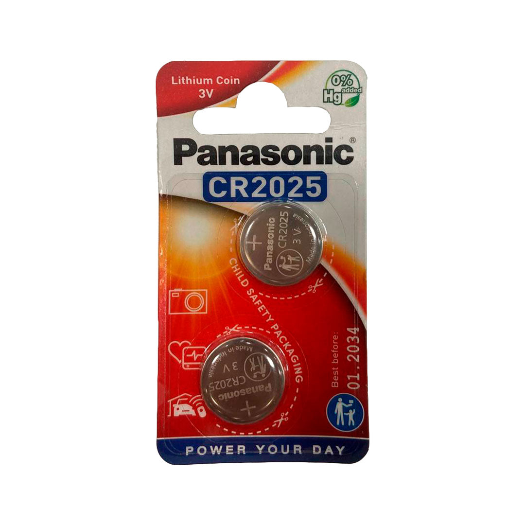 Pilha de Lítio Panasonic CR2025 | 3V, 165mAh, Pack 2