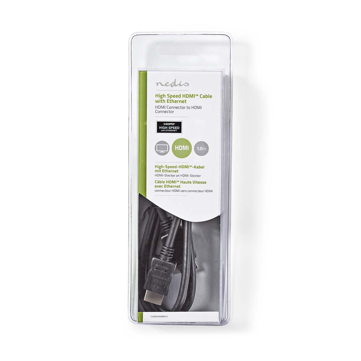 Cabo HDMI NEDIS | 1m, HDMI 2.0, 4K, Preto