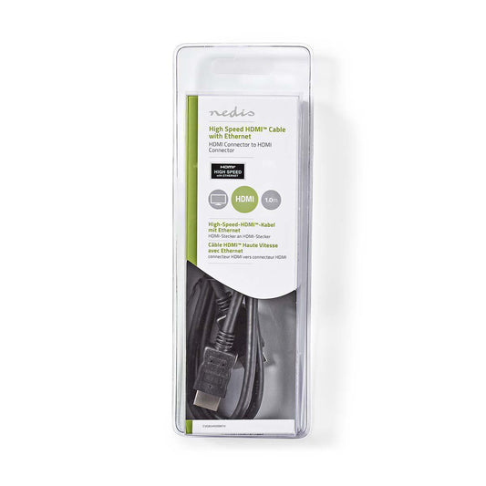 Cabo HDMI NEDIS | 1m, HDMI 2.0, 4K, Preto