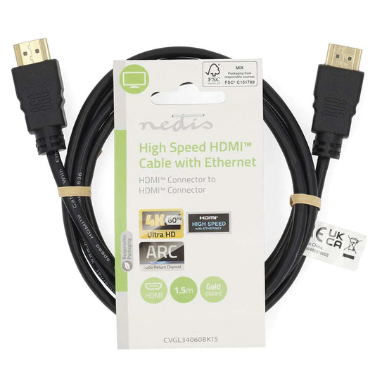 Cabo HDMI Nedis | 4K 60Hz, 18Gbps, 1.5m