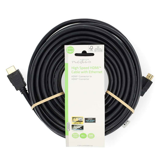 Cabo HDMI NEDIS | 15m, Preto, 4K a 60Hz