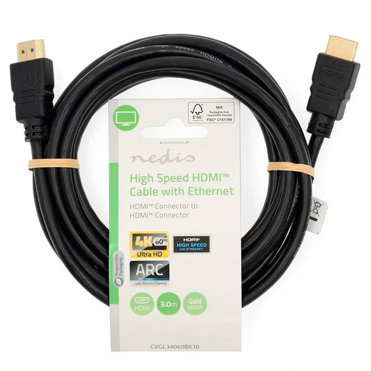 Cabo HDMI Nedis | 3m, 4K 60Hz, 18Gbps