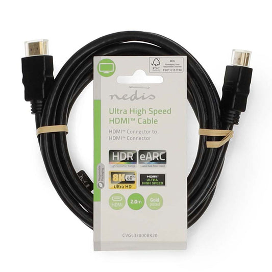 Cabo HDMI NEDIS 2mt Preto | 8K 60Hz, 48Gbps, 2m