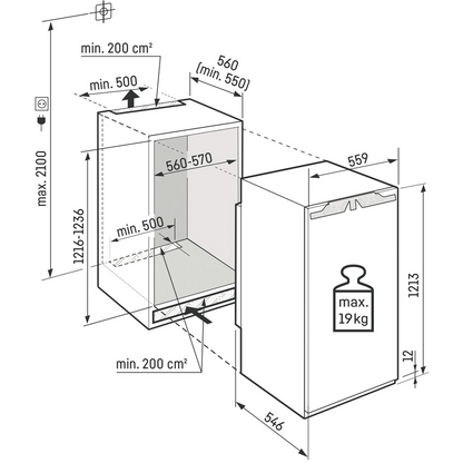 Arca Vertical Liebherr SIFNdi 4155 | 238L, Encastre, No Frost, Classe C