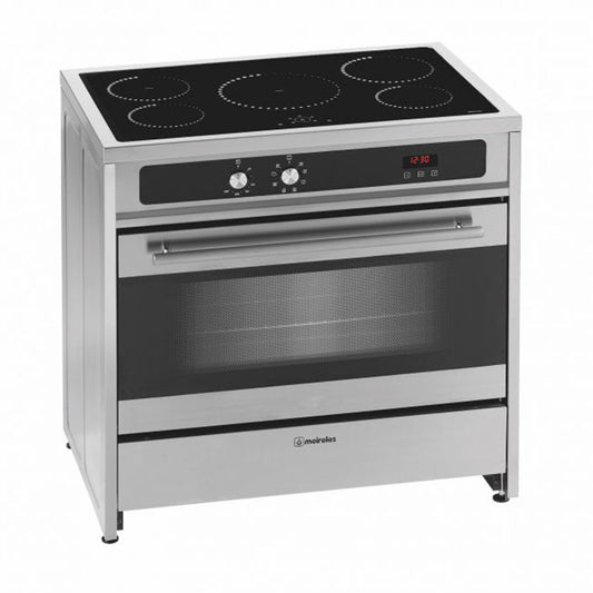 Fogão Elétrico MEIRELES E 913 X | 5 zonas indução, forno multif., 121L