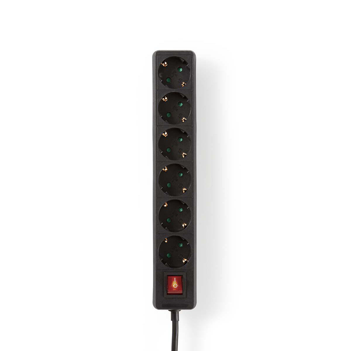 Extensão Elétrica Nedis EXSO615F2BK | 6 Tomadas, 1.5m, Interruptor