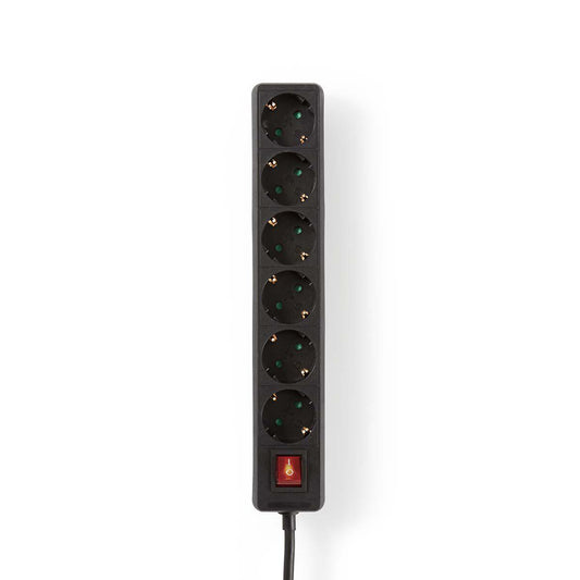 Extensão Elétrica Nedis EXSO615F2BK | 6 Tomadas, 1.5m, Interruptor