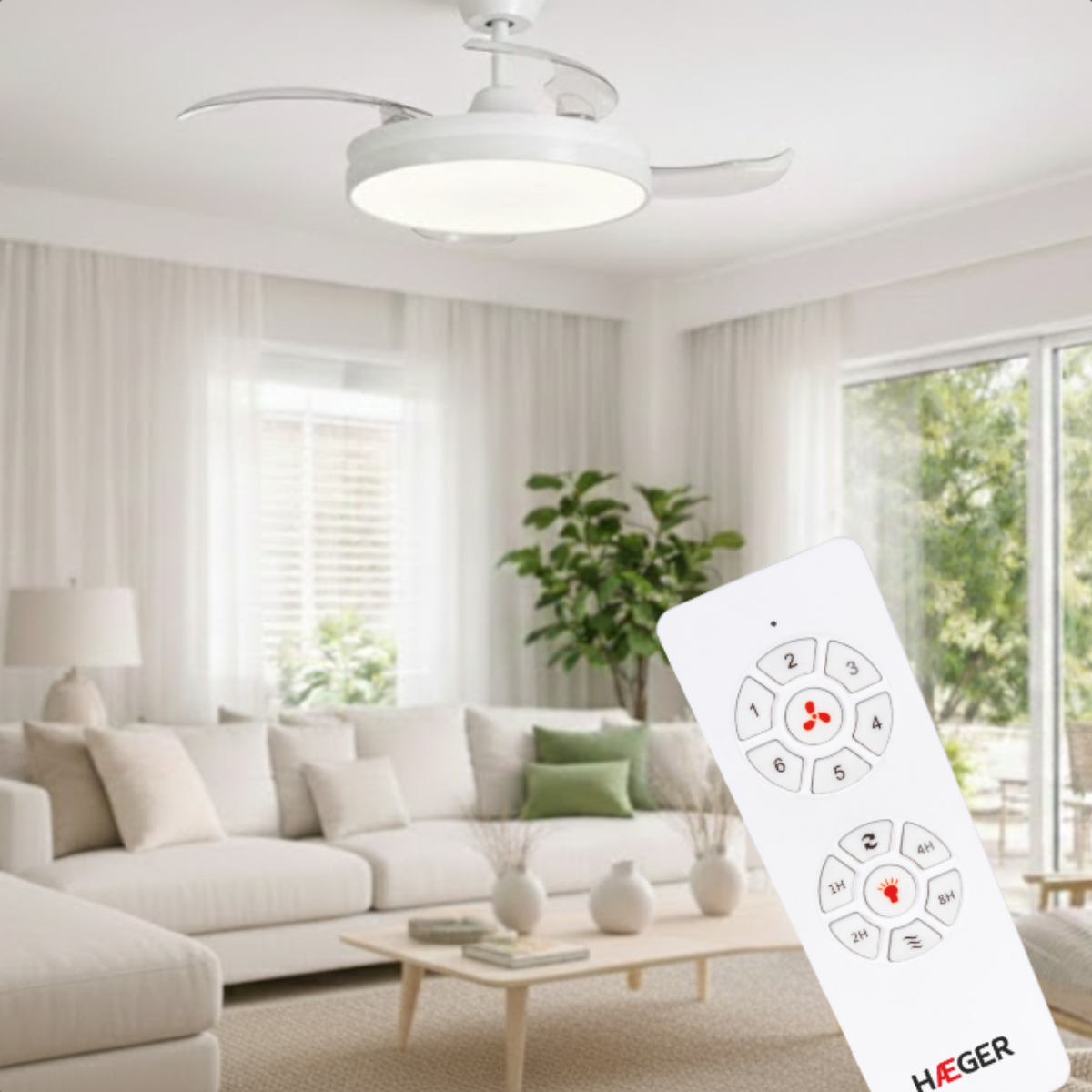 Ventoinha de Teto HAEGER Bright White | 66W, 106,5cm, 6 Velocidades